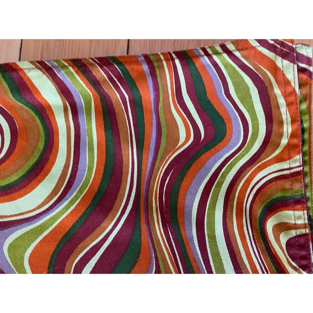 Crate & Barrel Waves Placemats Green Mod design Boho set‎ of 6 100%Cotton groovy